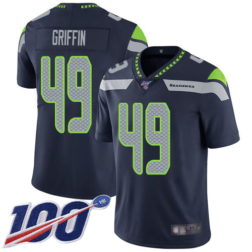 Seattle Seahawks Limited Navy Blue Men Shaquem Griffin Home Jersey NFL Football #49 100th Season Vapor Untouchable->youth nfl jersey->Youth Jersey